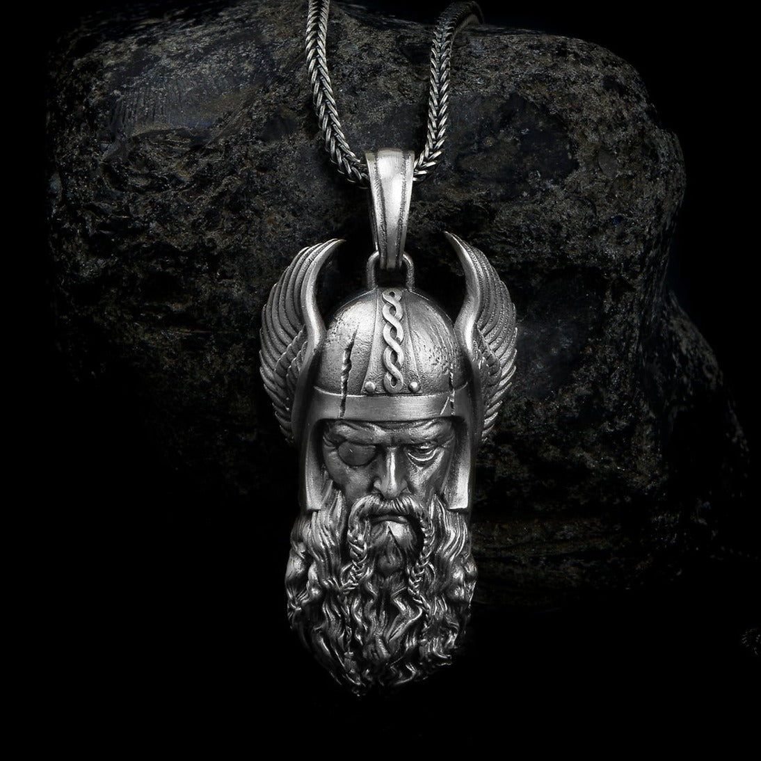 handmade sterling silver Odin Head Necklace