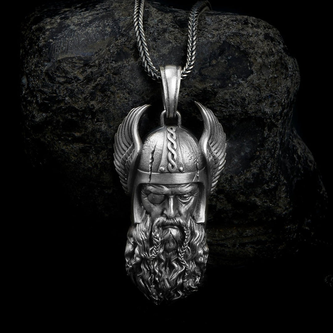 handmade sterling silver Odin Head Necklace