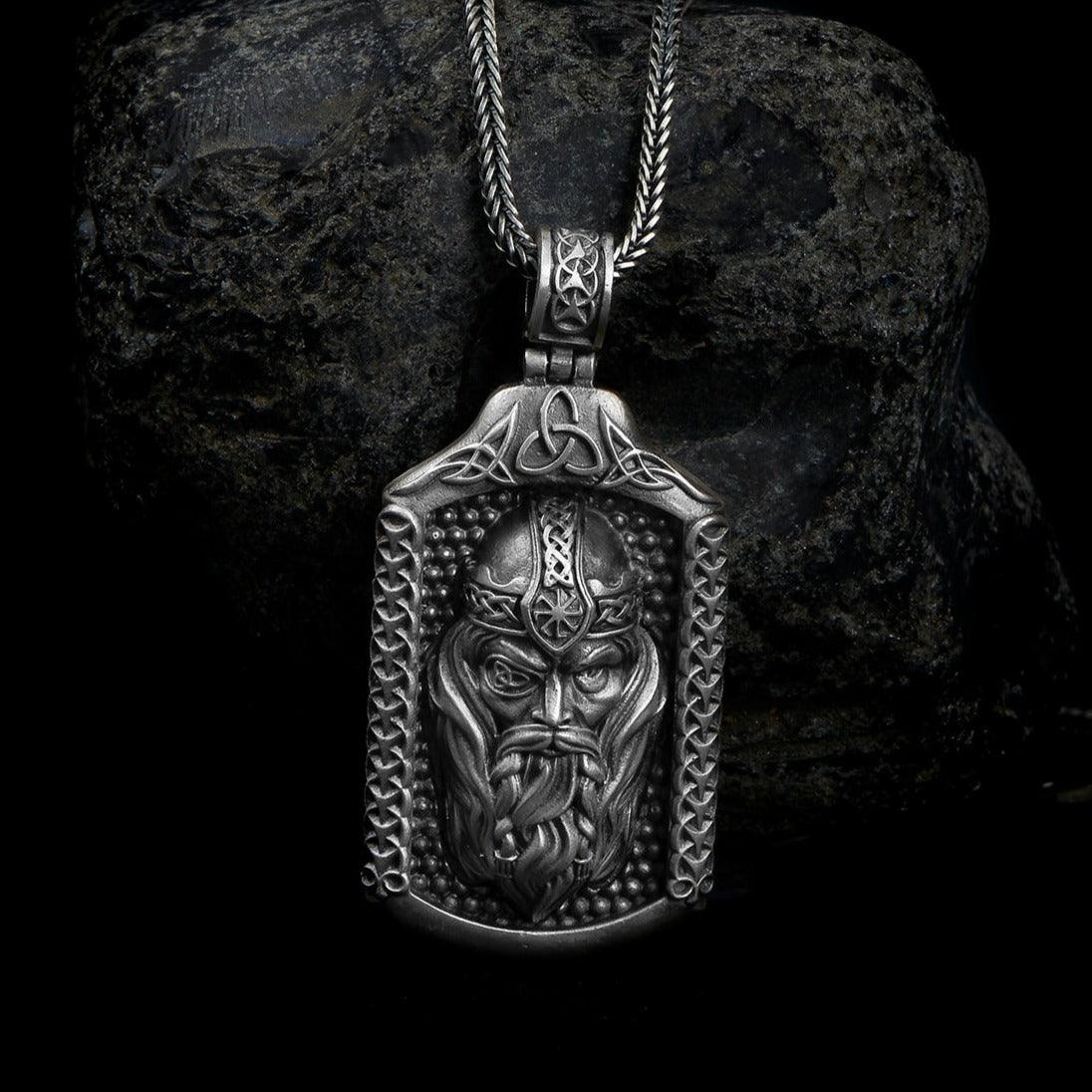 handmade sterling silver Odin Head Necklace