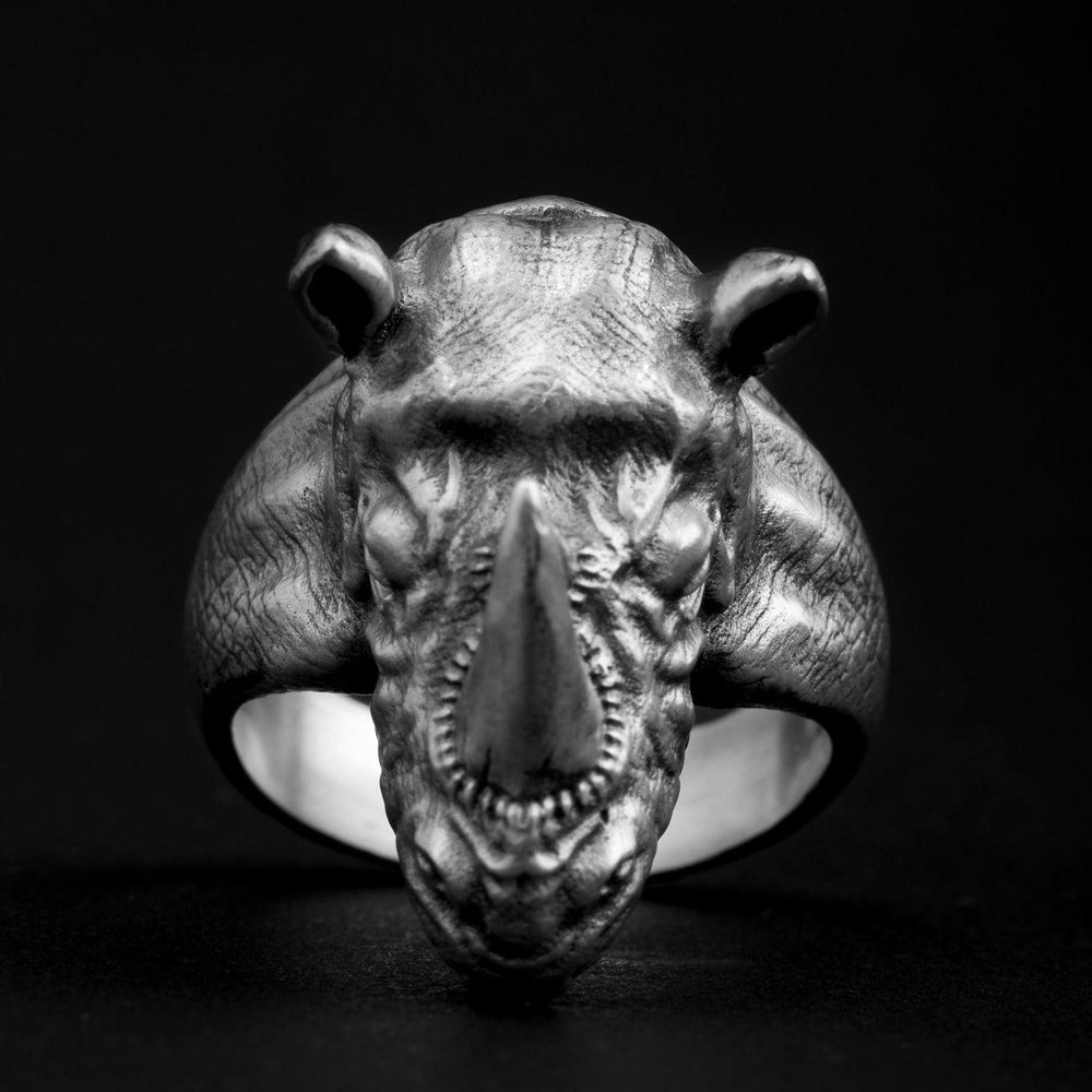 handmade sterling silver Rhinoceros Animal Ring