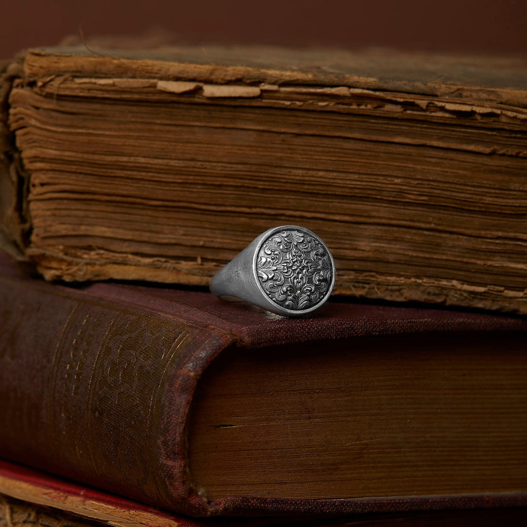 Rococo Floral Signet Ring