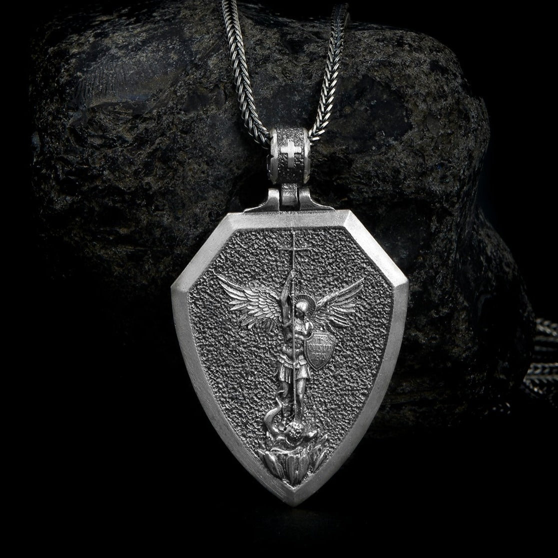 handmade sterling silver Saint Michael Archangel Necklace