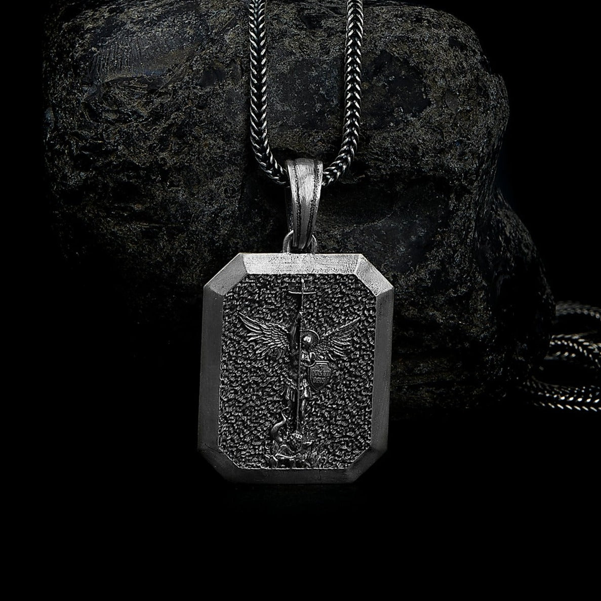 handmade sterling silver Saint Michael Shield Necklace