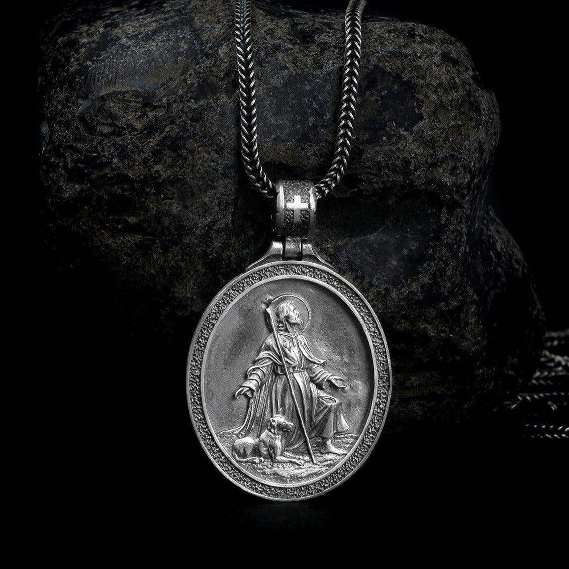 sterling silver Saint Roch Necklace, a beacon of hope and a testament to unwavering faith in Christian history.