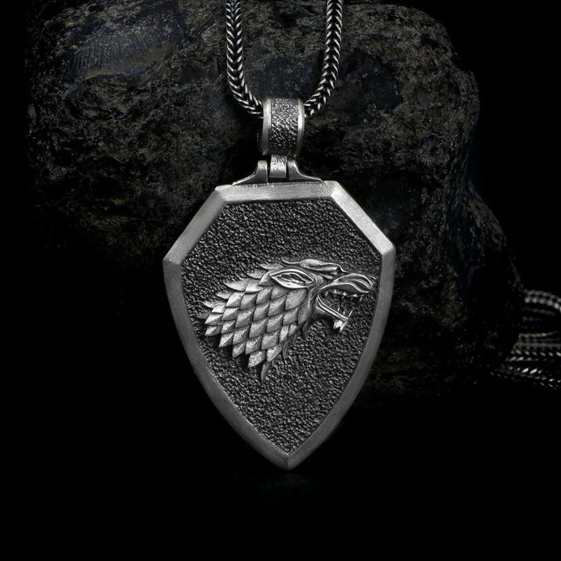 handmade sterling silver Stark Wolf Necklace
