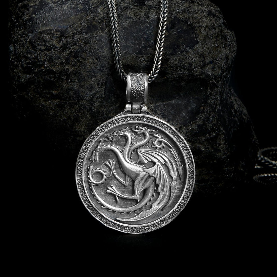 handmade sterling silver Targaryen Dragons Necklace