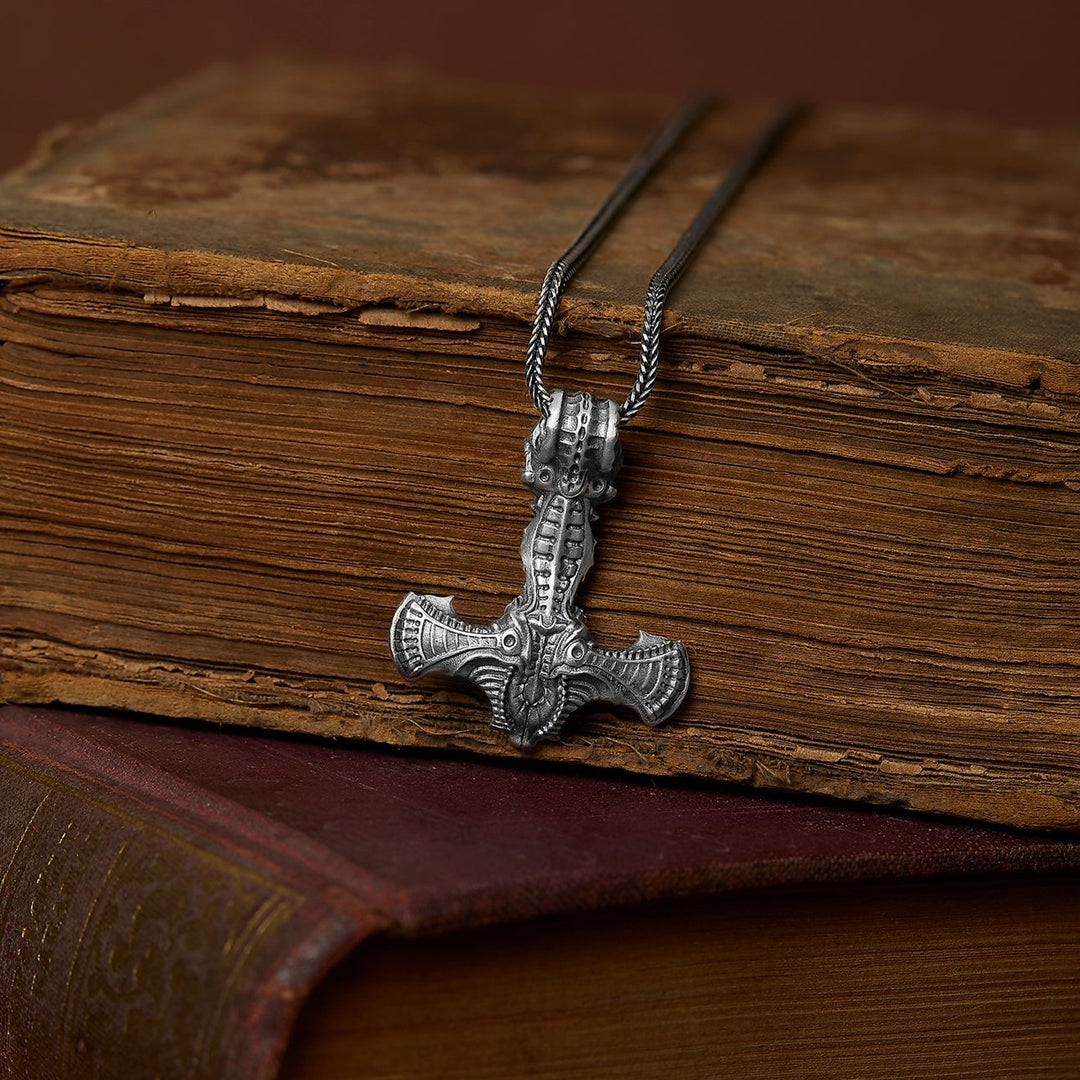 Thor Hammer Crow Necklace