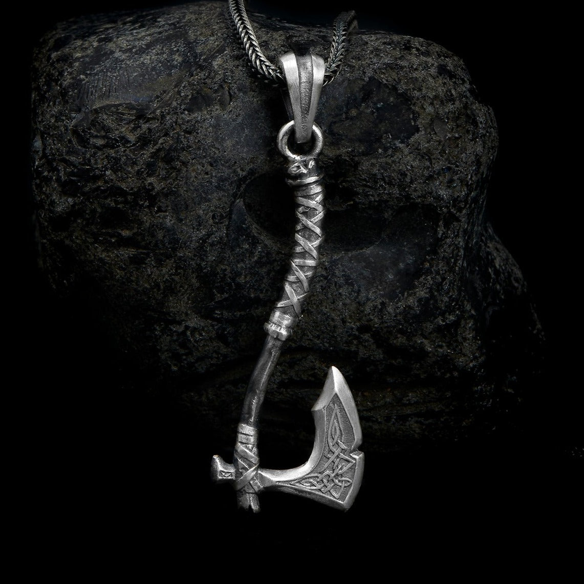 handmade sterling silver Viking Axe Necklace