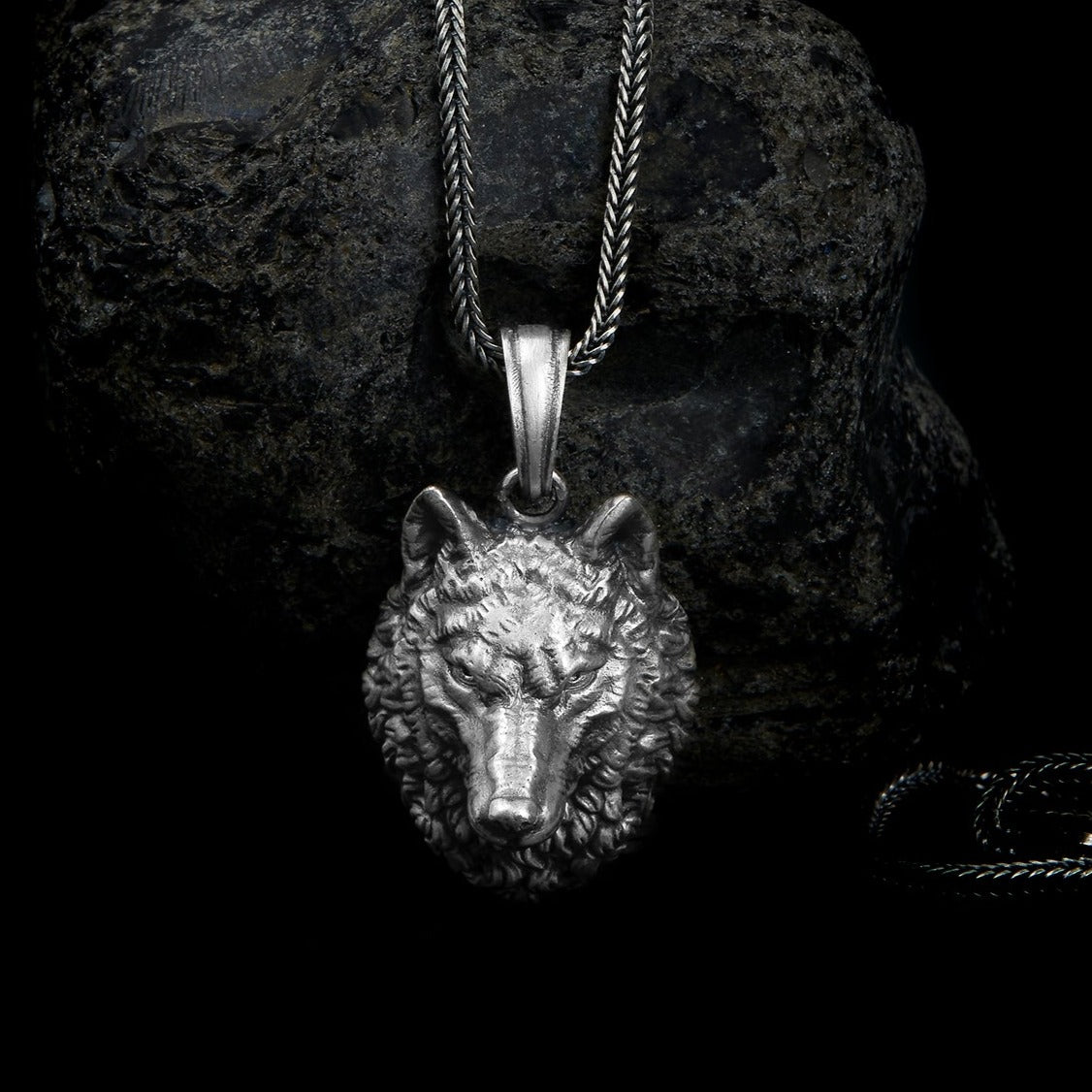 handmade sterling silver Wild Wolf Head Necklace
