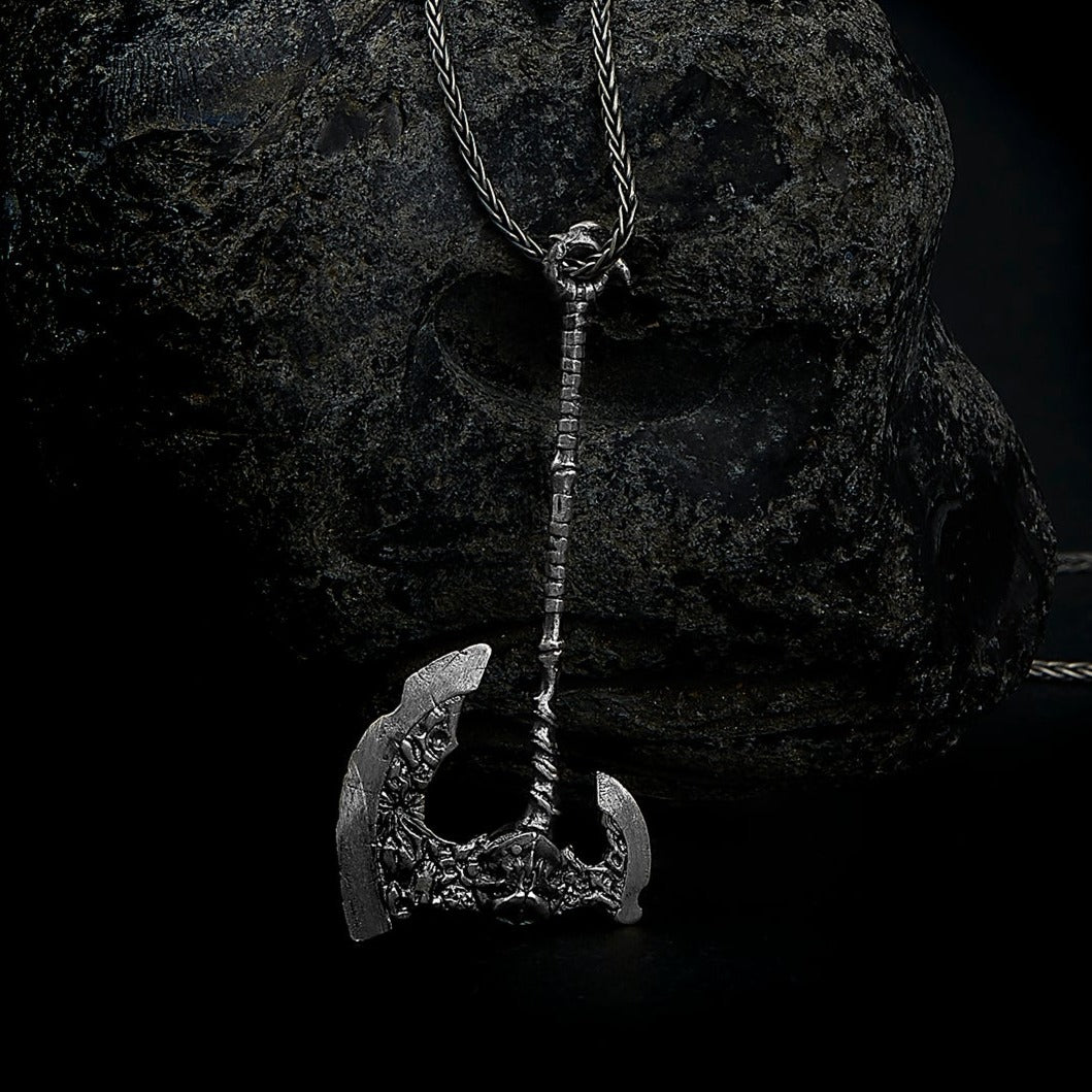 handmade sterling silver Worn Axe Necklace