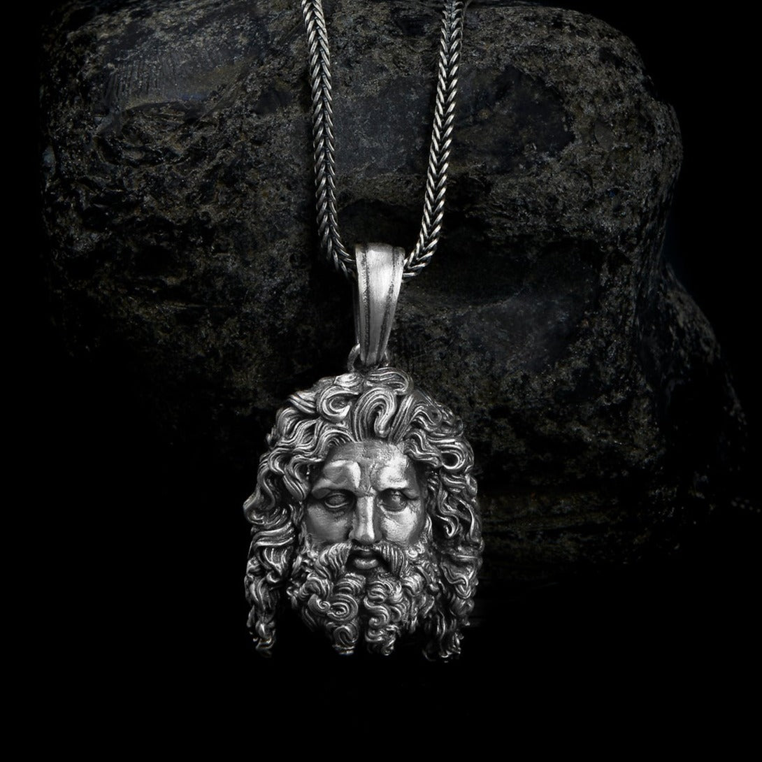 handmade sterling silver Zeus Head Necklace