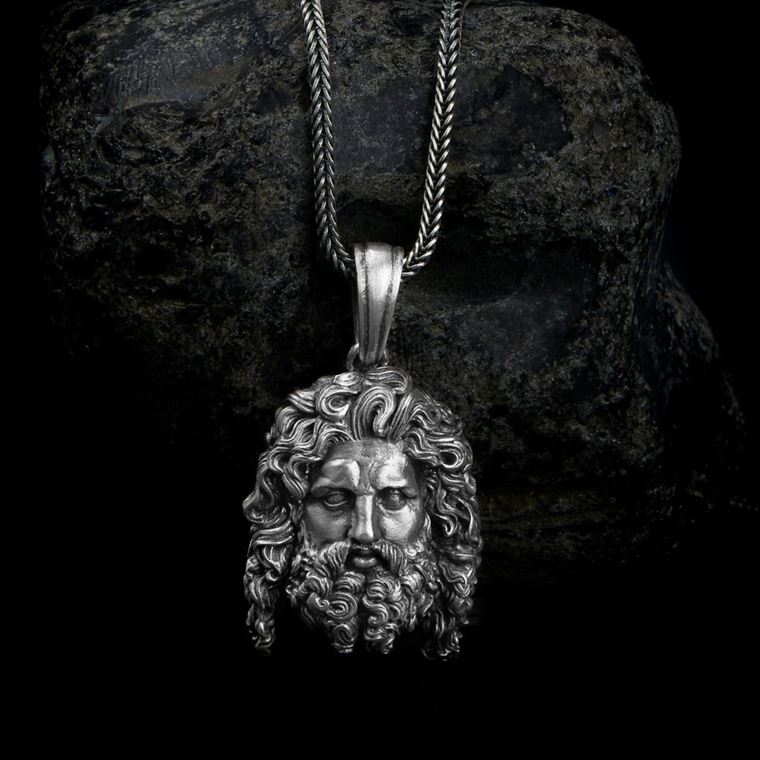 handmade sterling silver Zeus Head Necklace