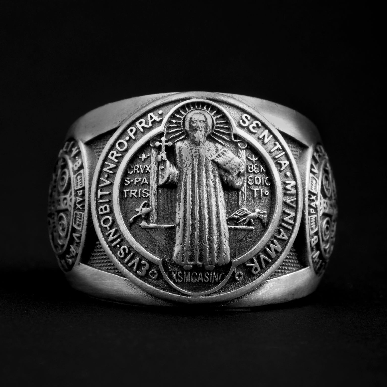 sterling silver St Benedict Medal Ring, beacon of hope, an emblem of faith, and an heirloom piece