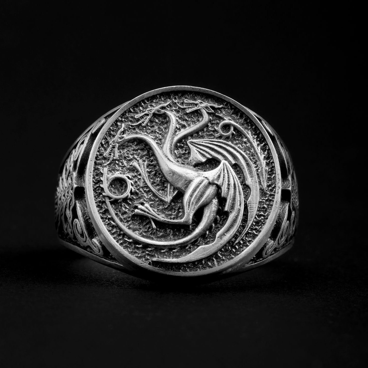 handmade sterling silver Targaryen Dragon Ring 