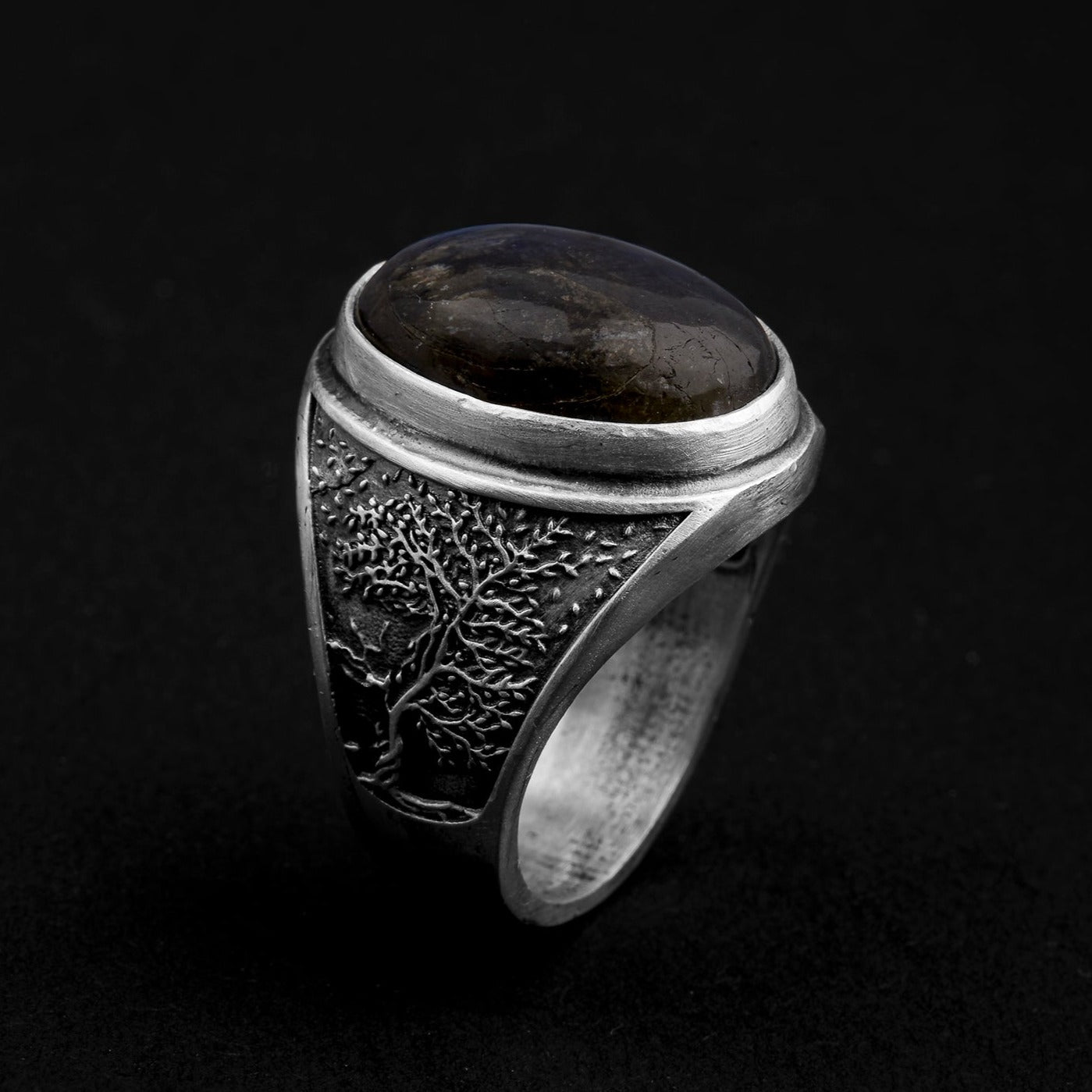 handmade sterling silver Tree Of Life Labradorite Ring